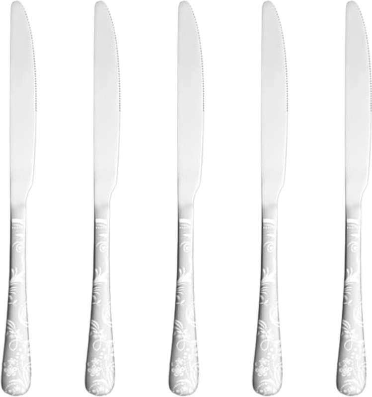 KitchAntique Silverware Steak Knives Set | 5-Pcs Flatware for Dinner, Party | Rosegold Stainless Steel Cutlery Set(Pack of 5)