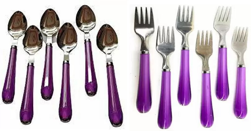 HITECH KITCHEN GF Spoon-01+02 Plastic, Stainless Steel Cutlery Set(Pack of 12)