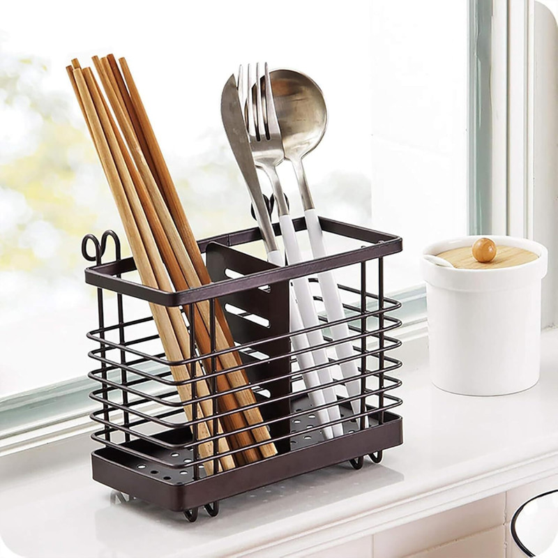 KUBER INDUSTRIES Metal Tableware Stand for Kitchen | Rust-free Cutlery Holder | Disposable Steel Cutlery Set(Pack of 1)