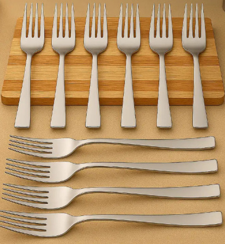 Fanqew 12 Piece Stainless Steel Dinner Forks Set, Salad Flatware Forks Disposable Stainless Steel Cutlery Set(Pack of 12)