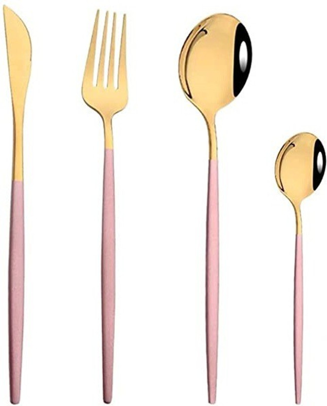 TOMATUS Stainless Steel Cutlery Set, 4 Pieces,Table Dinner Spoon with Colorful Handel Stainless Steel Cutlery Set(Pack of 4)