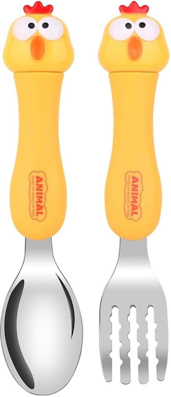 PuthaK Toddler Utensils, 2 PCS Travel Cutlery Set Baby, Kids Spoon and Fork Stainless Steel Cutlery Set(Pack of 2)