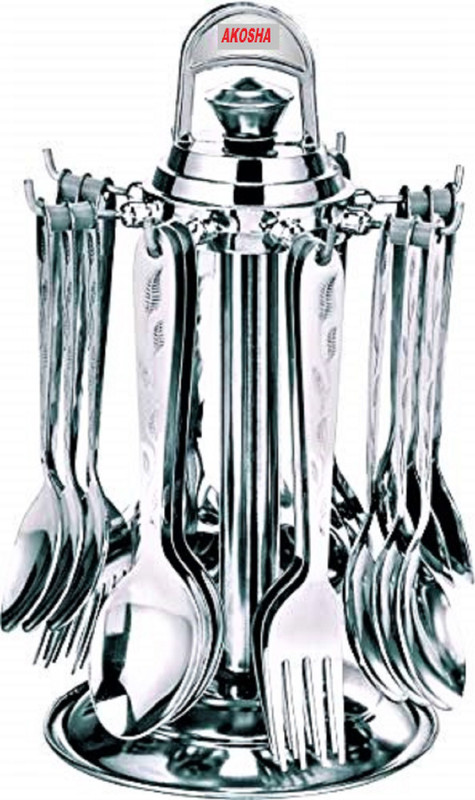 AKOSHA Designer(25 pcs) Stainless Steel, Plastic Cutlery Set(Pack of 24)