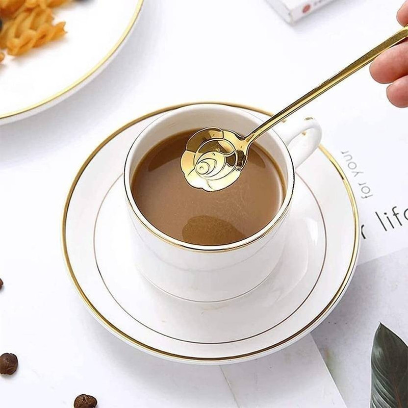 HEYLARK BAZAAR Dessert Spoon Set for Coffee, Tea, Cake Pastry, Kitchen Tableware Stainless Steel Cutlery Set(Pack of 4)