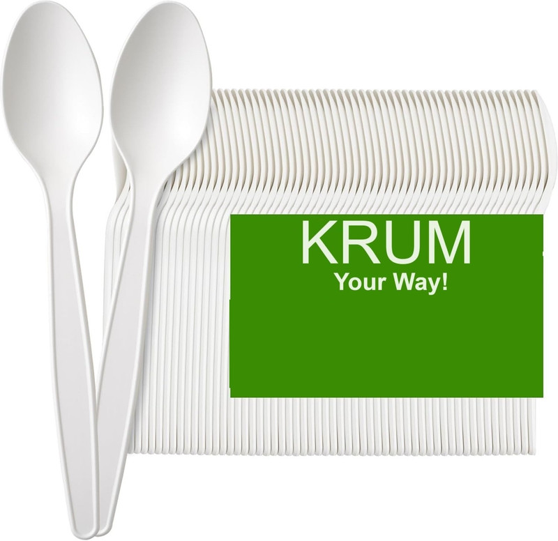 PEARSILK White Compostable Spoons 25 Pack Disposable CPLA 6.2 in Disposable Wooden Cutlery Set(Pack of 25)