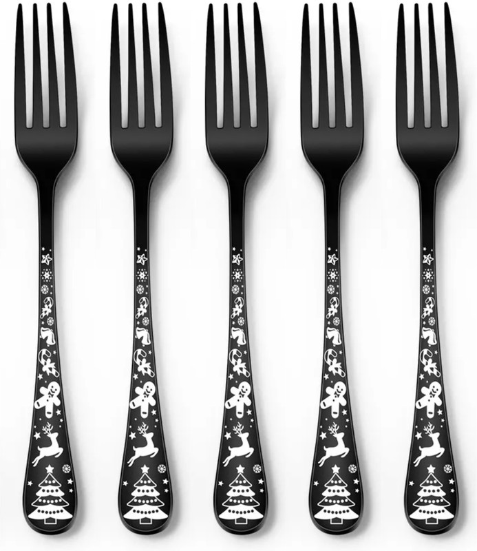 KitchAntique Christmas Theme Table Spoons|Flatware for Dinner, Party, Camping|Aurum Gold Stainless Steel Cutlery Set(Pack of 1)
