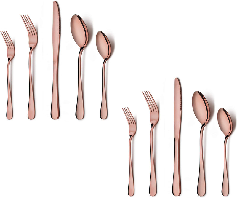 TRIFECTA Luxurious Flatware Set 10 Pieces Stainless Steel Rose Gold Cutlery Set Stainless Steel Cutlery Set(Pack of 10)
