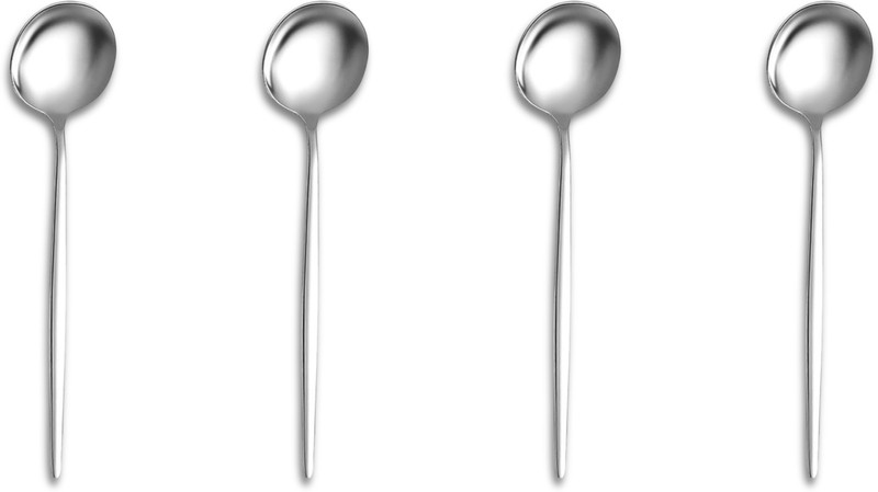 KitchAntique Silverware Dessert Spoons|5-Pcs Flatware for Ice-Cream, Ice-Tea|Sterling Silver Stainless Steel Cutlery Set(Pack of 5)