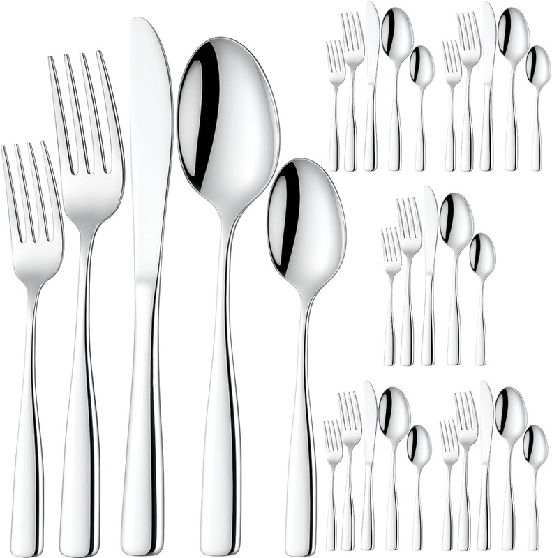 Kitchenberry Kitchenberry Premium Quality Cutlery Set of 30 Pcs | Mirror Finish Stainless Steel Cutlery Set(Pack of 30)