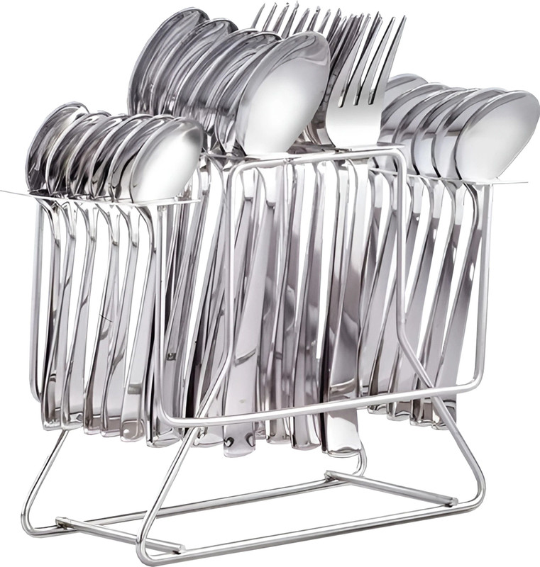 Hubow 25 Heavy Duty Cutlery Set with stand for Kitchen & Dining Table Stainless Steel Cutlery Set(Pack of 25)
