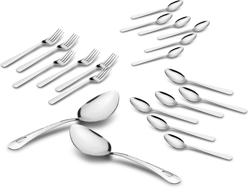 Classic Essentials Stainless Steel Silverware Flatware Cutlery Set,Stainless Steel Utensil Service 4,Include Dinner Spoon/Baby Spoon/Fork/Serving Spoon.Mirror Polished, and Dishwasher Safe Stainless Steel Cutlery Set(Pack of 20)