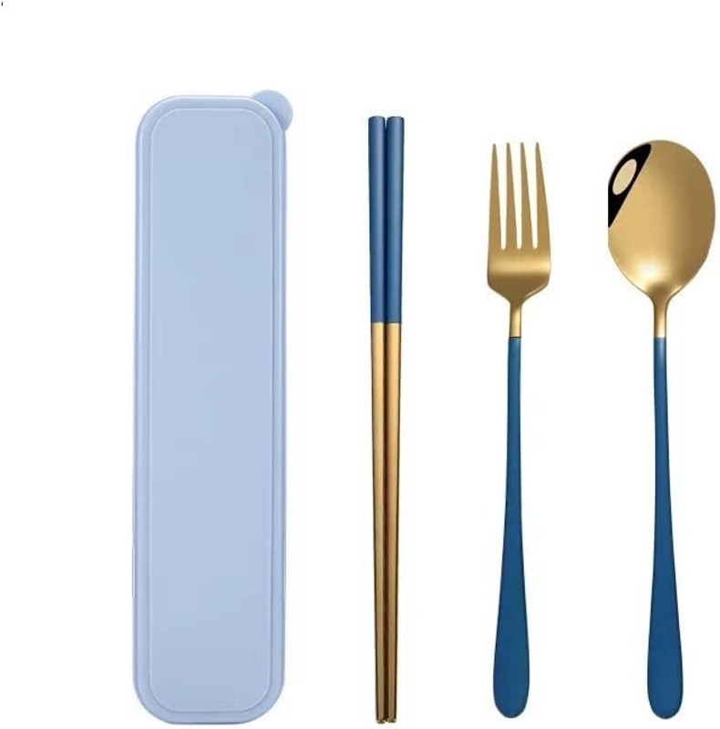 CherryBox Premium Spoon Fork & Chopstick Set - Flatware Dinnerware Tableware Set (Red) Stainless Steel Cutlery Set(Pack of 3)