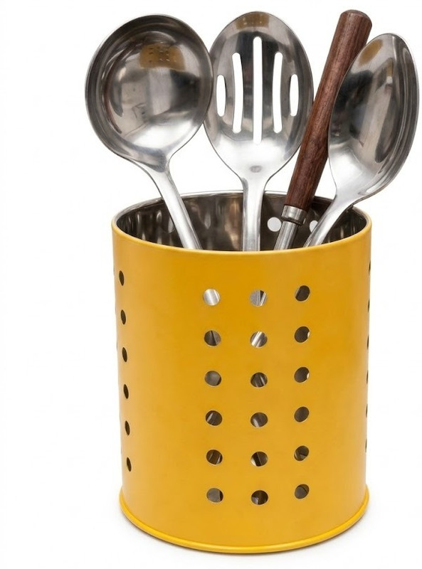KEDAS ENTERPRISES KEDAS ENTERPRISES YELLOW GLOSSY CUTLERY CASE FOR HOME DECOR SPOON HOLDER Stainless Steel Cutlery Set(Pack of 1)