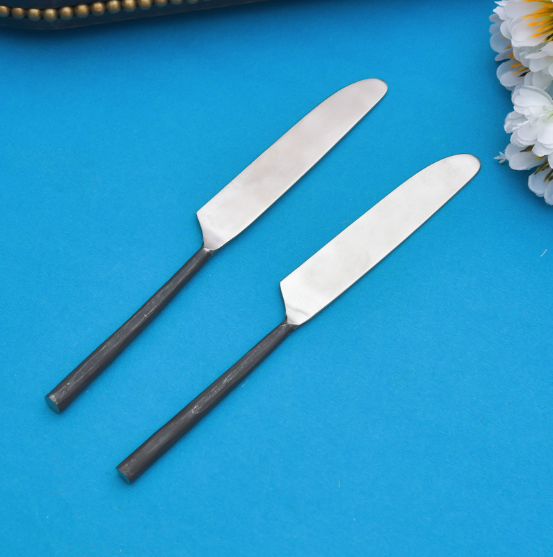 OGGN Butter Knives Set of 2, Dinner Knife with Round Handle, Butter & Jam Spreader Iron Table Knife Set(Pack of 2)