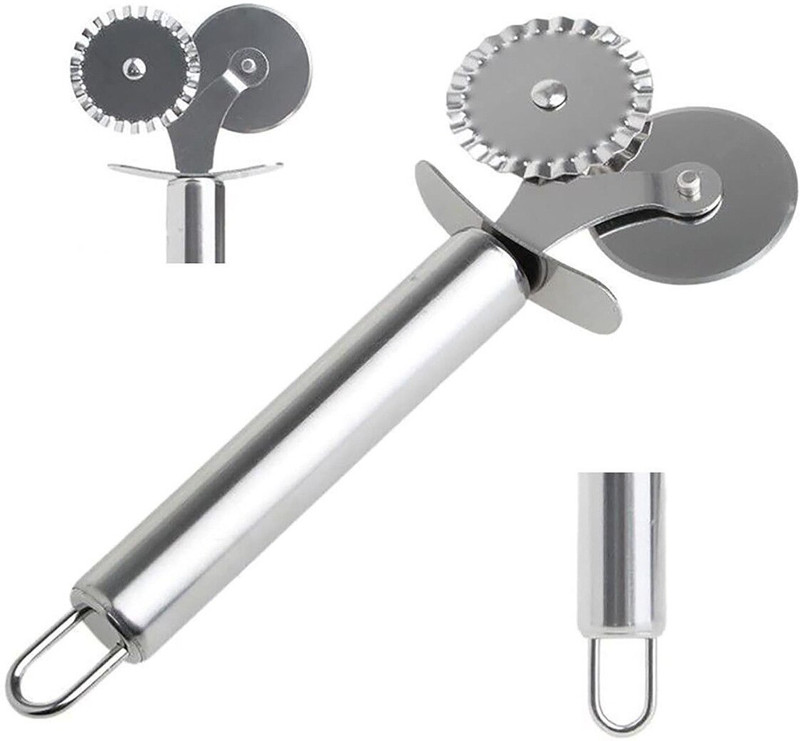 CELEORIS Stainless Steel Double cutter Adjustable Pizza Slicer Multi-Round Wheel Pizza Cutter(Stainless Steel)