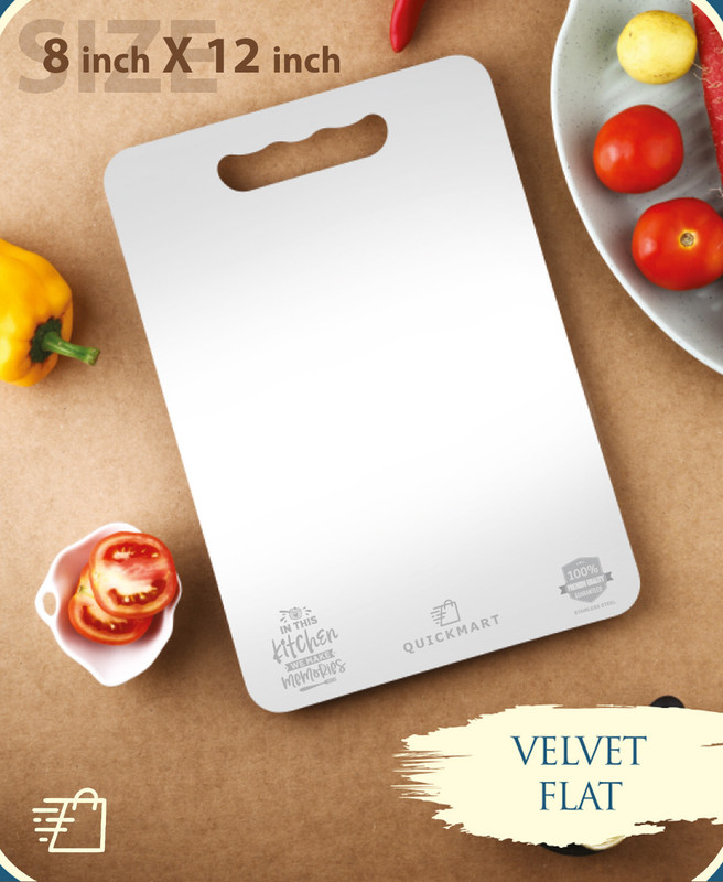 Quickmart Stainless Steel Kitchen Chopping Board Vegetable, Fruit 8 X 12 inch Small Size Stainless Steel Cutting Board(Steel Pack of 1 Dishwasher Safe)