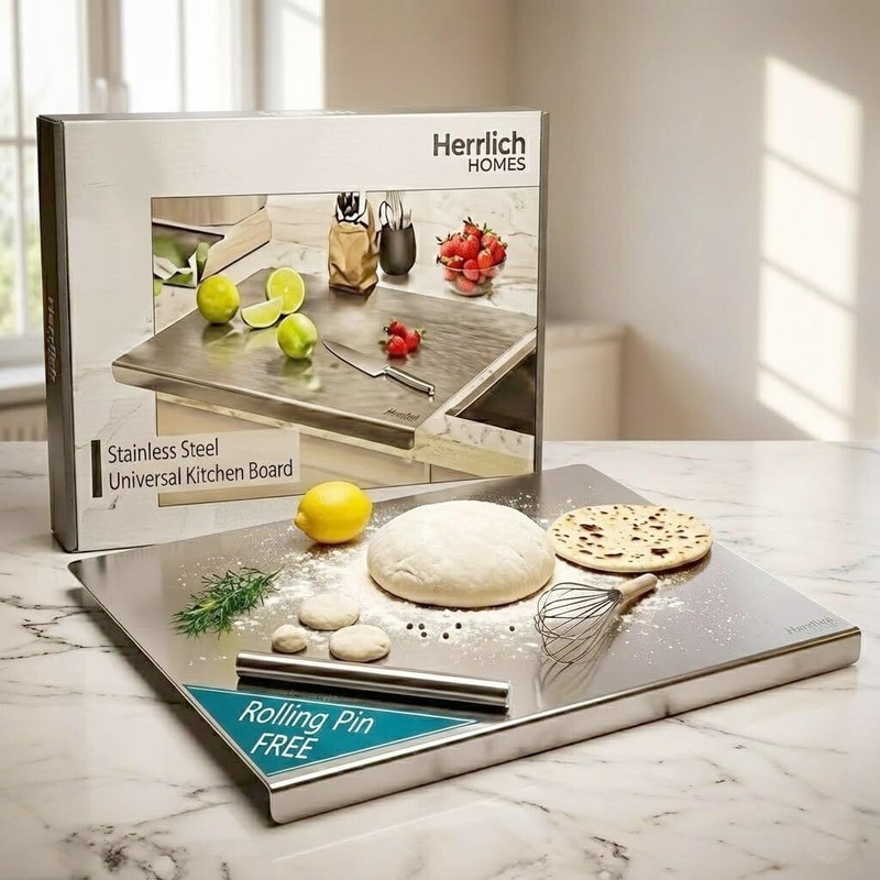 Herrlich Homes (50x40 cm) Stainless Steel Chopping Board Stainless Steel Cutting Board(Silver Pack of 1 Dishwasher Safe)