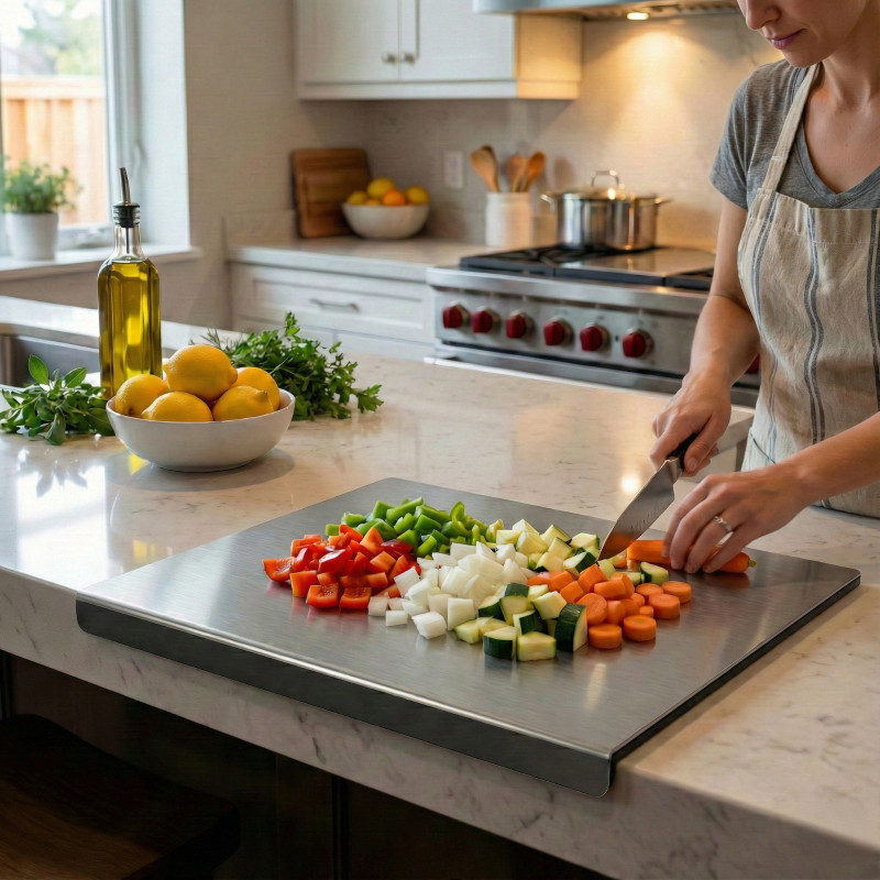 Flipkart SmartBuy Ultra-Hygienic 304 Stainless Steel Cutting Board, 36x29cm Rust-Free Stainless Steel Cutting Board(Silver Pack of 1 Dishwasher Safe)