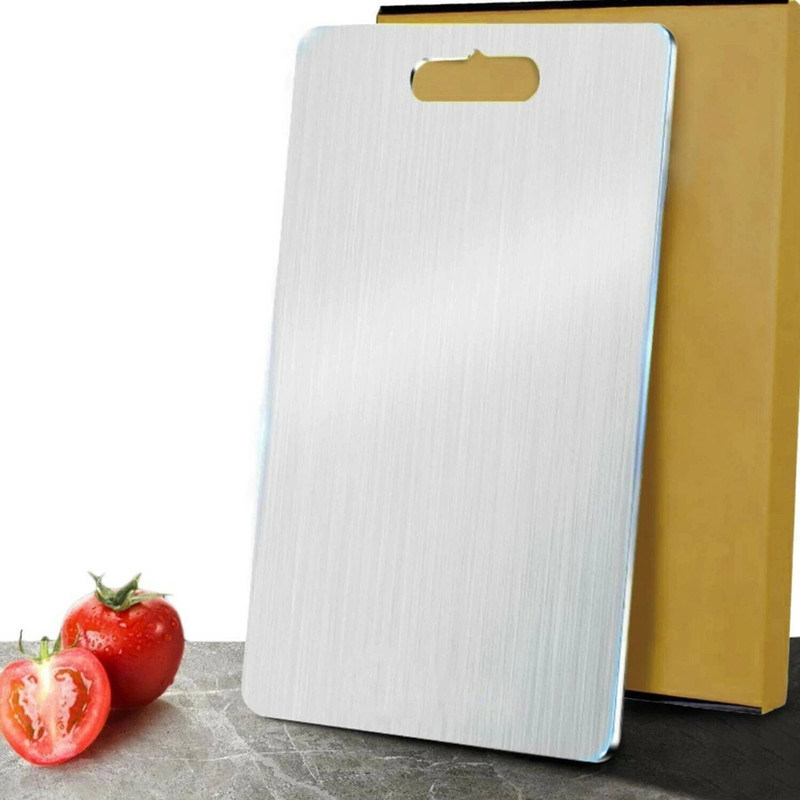 Flipkart SmartBuy Premium Metal Chopping Board for Vegetables, Fruits, Heavy-Duty Cutting Board, Stainless Steel Cutting Board(Silver Pack of 1 Dishwasher Safe)