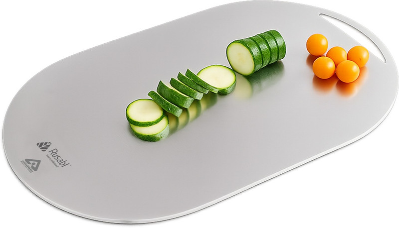 Rusabl Premium Heavy-Duty Stainless Steel - Oval, BIS Certified Chopping Board Stainless Steel Cutting Board(Steel Pack of 1)