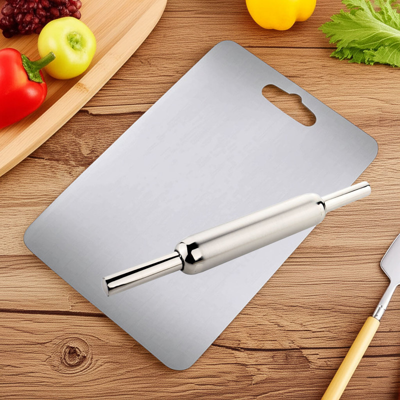 Henny Chopping pade With Rolling Pin For Kitchen Use Stainless Steel Cutting Board(Steel Pack of 1 Dishwasher Safe)