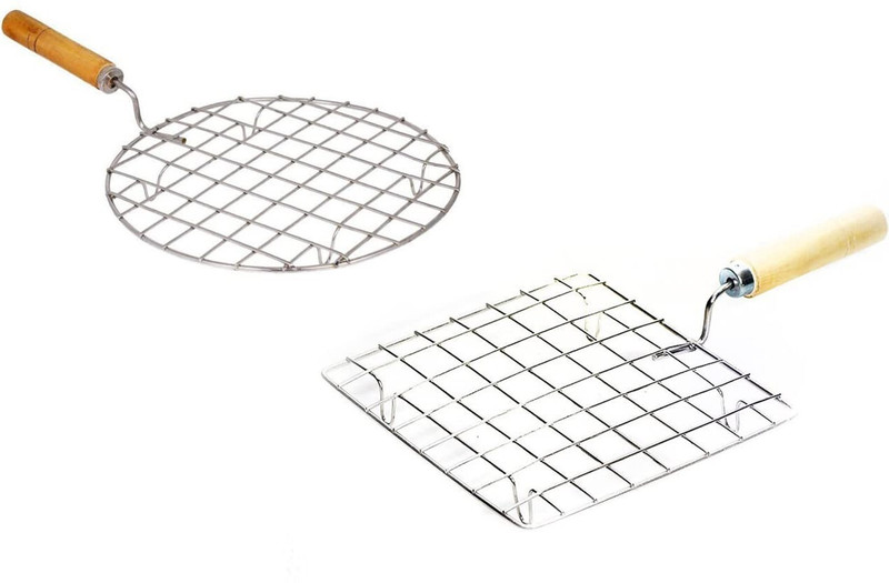 buybuddy Round Roaster & Square Roaster Jali Roti Roast Grill Stainless Steel Cutting Board(Steel Pack of 2)