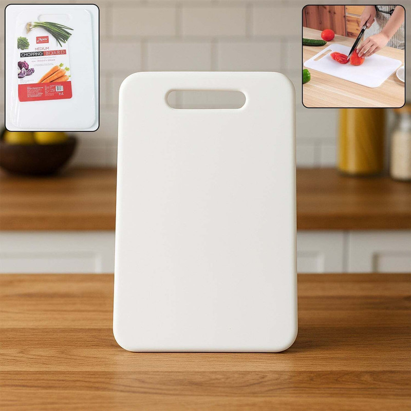 DeoDap Chopping Board Medium Size 36×23 cm | Kitchen Cutting Board | Medium Size Board Plastic Cutting Board(White Pack of 1 Dishwasher Safe)