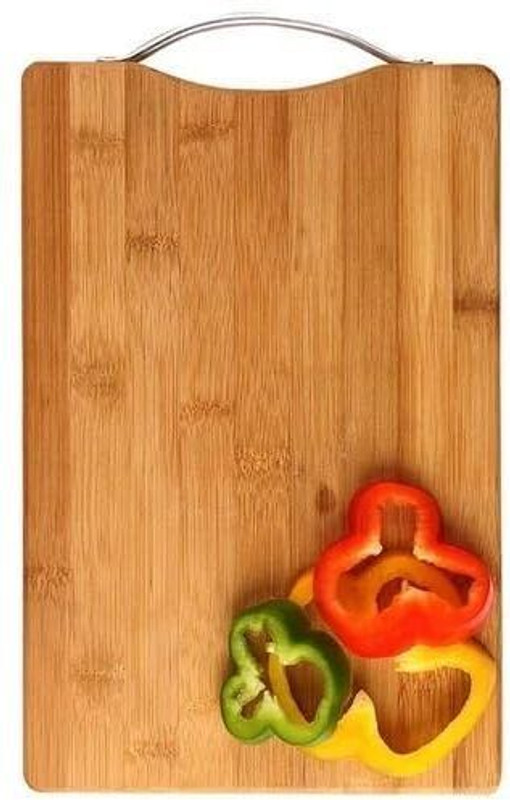 HOMNIX Bamboo Wooden Chopping Board with Metal Handle for Kitchen Vegetable Fruit Bamboo Cutting Board(Brown Pack of 1 Dishwasher Safe)