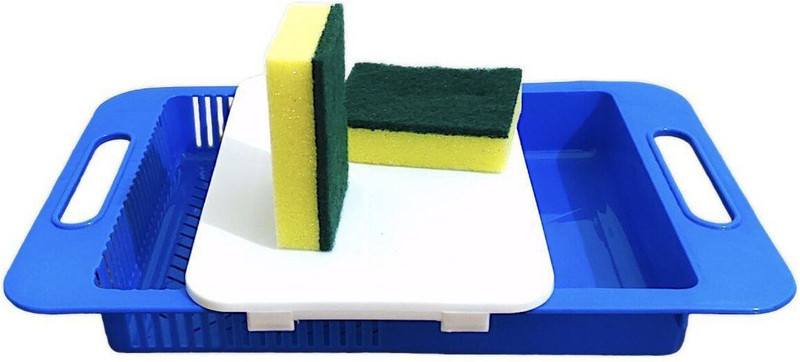 RAVENS Plastic Cutting Board For Perfect Chopping Solution with Pack of 2 scrubbers Plastic Cutting Board(Blue Pack of 1 Dishwasher Safe)