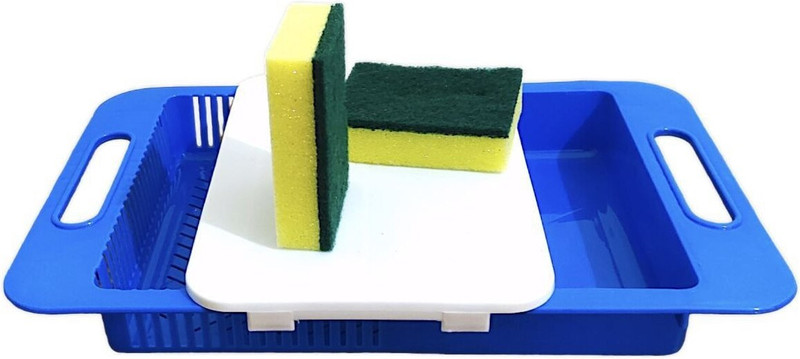 REWA 3 In 1 Cut ,Wash and store Chopping Board With Drawer with 2 Scrubbers Plastic Cutting Board(Blue Pack of 3 Dishwasher Safe)