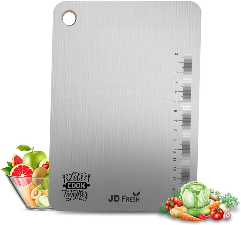 JD FRESH 304 Stainless SteelChopping/Cutting Board/ Vegetable Cutting Board(36x25 CM) Stainless Steel Cutting Board(Silver Pack of 1 Dishwasher Safe)