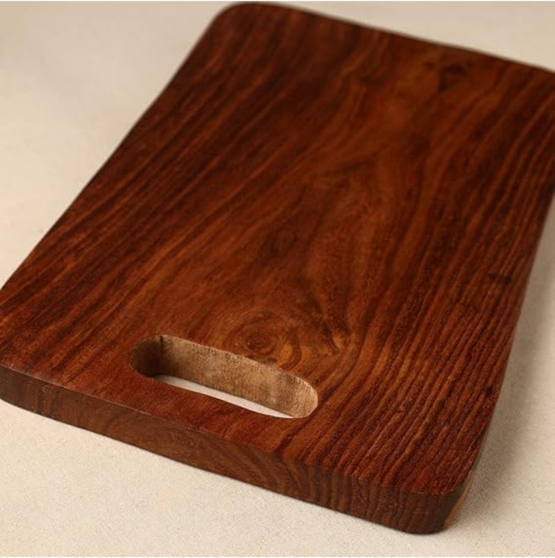 Hutson Handcrafted Natural Wooden Chopping Board | Cutting Board for Kitchen Use Wooden Cutting Board(Brown Pack of 1 Dishwasher Safe)