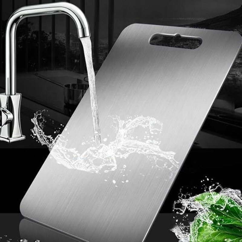 HOMSAF Chopping Board for Kitchen Dual-Side Multipurpose Food Prep knife-friendly metal Stainless Steel Cutting Board(Steel Pack of 1 Dishwasher Safe)