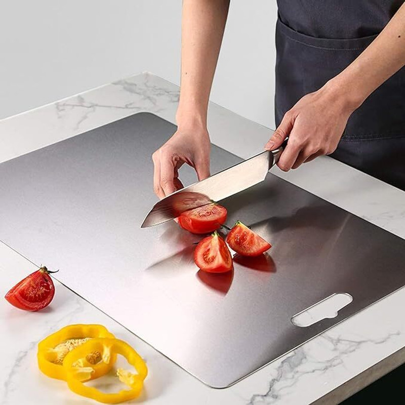 AmarIndustries Chopping Board for Fruit Cutting, Vegetable Cutting, Dough Board, Meat Cutting Stainless Steel Cutting Board(Silver Pack of 1)