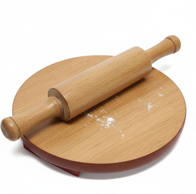 NTR best chakla belan Bamboo Cutting Board(Brown Pack of 1 Dishwasher Safe)