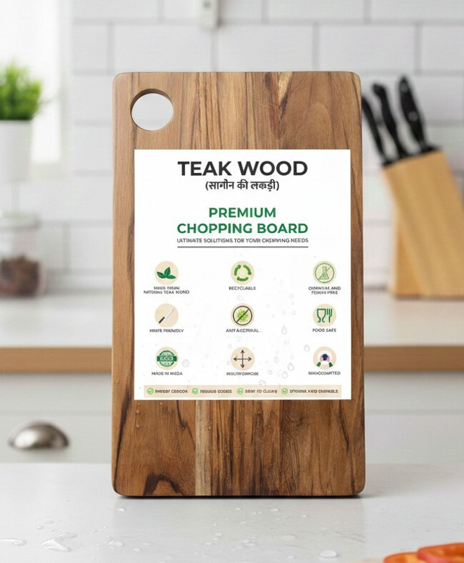 NORVIUM Premium Teak Wood Chopping Board for Kitchen Wooden Cutting Board for Vegetable Wooden Cutting Board(Pack of 1 Dishwasher Safe)