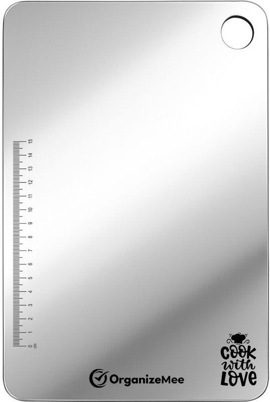 organizemee Staineless Steel Vegetable, Fruit Chopping & Cutting Board Stainless Steel Cutting Board(Silver Pack of 1 Dishwasher Safe)