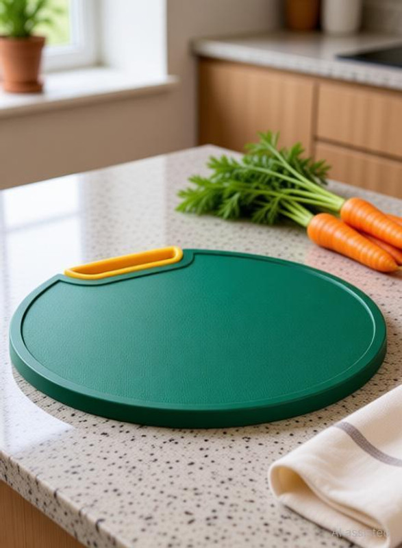 divinezon Circle Double-Sided Chopping Board Plastic Cutting Board(Multicolor Pack of 1 Dishwasher Safe)
