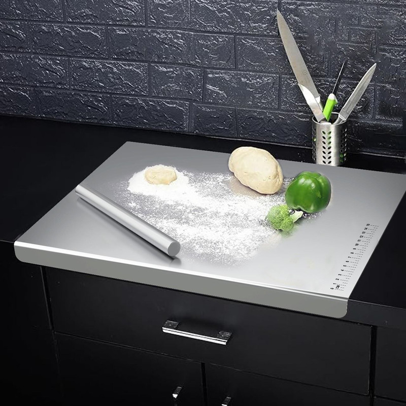 DLMART 35cm x 31cm Heavy Stainless Steel Chopping Board For Kitchen Use Stainless Steel Cutting Board(Silver Pack of 1 Dishwasher Safe)