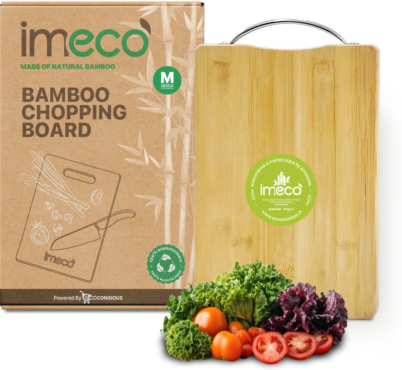 IMECO Imeco Premium Anti-Slip Bamboo Chopping Board With Handle | L - Size(32x22cm) | Bamboo Cutting Board(Brown Pack of 1)