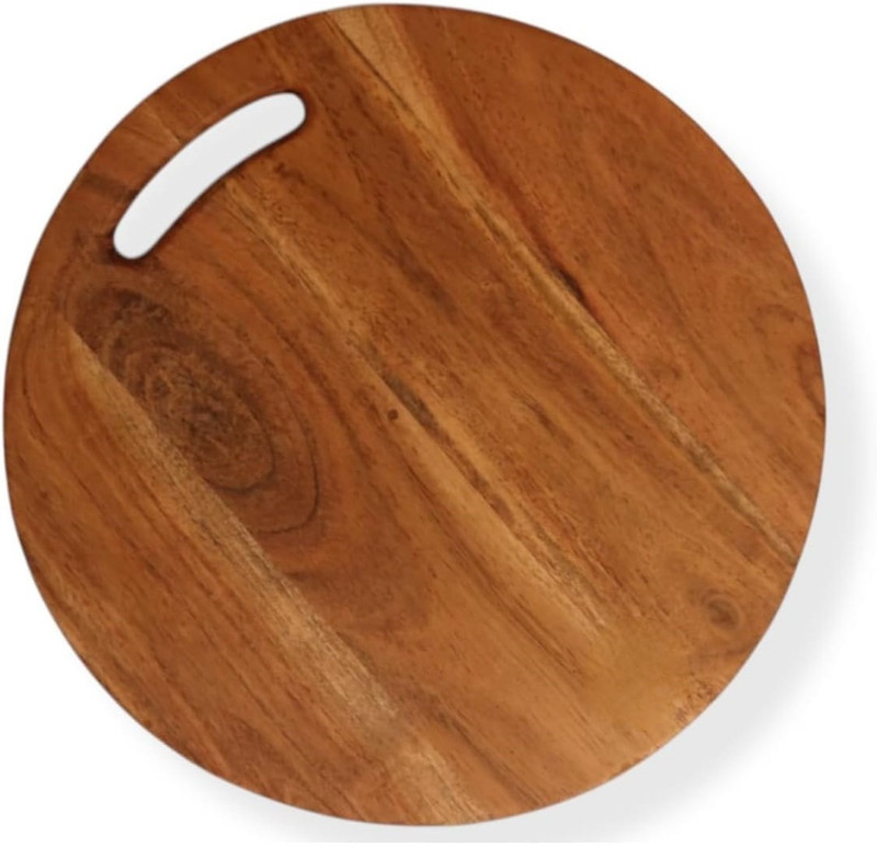 VESTA Round Natural Wood Chopping Board-Wood Block - Handcrafted Wooden Cutting Board(Brown Pack of 1 Dishwasher Safe)