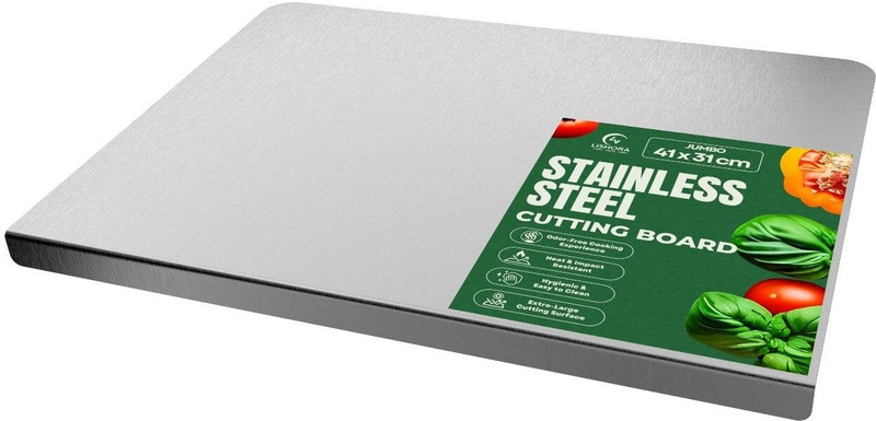 Hubow Stainless Steel Chopping Board for Home and Kitchen | Durable Cutting Board Stainless Steel Cutting Board(Silver Pack of 1 Dishwasher Safe)