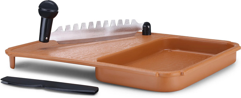 ANJALI Fantastique Commander 2-in-1 Chopper with Attached Rack Efficient and Versatile Polypropylene Cutting Board(Brown Pack of 1)
