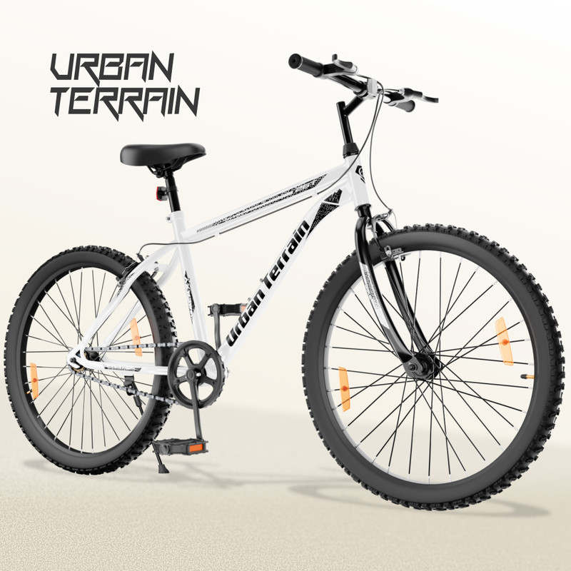 Urban Terrain Galaxy 26T High Performance MTB Cycles For Men With Complete Accessories 26 T (inch) Road Cycle(Single Speed, White, Rigid)
