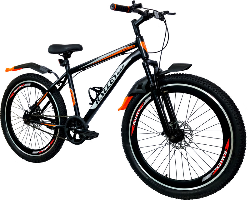 Ralley Gold JAGUAR 2.0 26T Bicycle with Front Suspension | Disc Brakes | Triple Alloy Rims 26 T (inch) Mountain Cycle(Single Speed, Orange, Only Front Suspension)