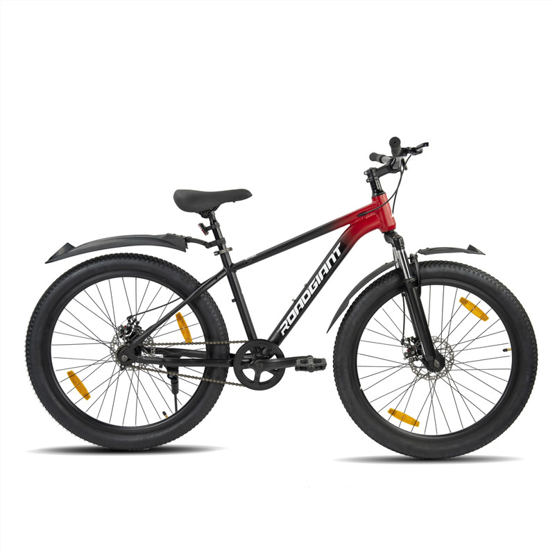 RoadGiant ARKEN24T||MTB||Alloy||DualDiscBrakes||FrontSuspension||Unisex 24 T (inch) Mountain Cycle(Single Speed, Red, Black, Only Front Suspension)