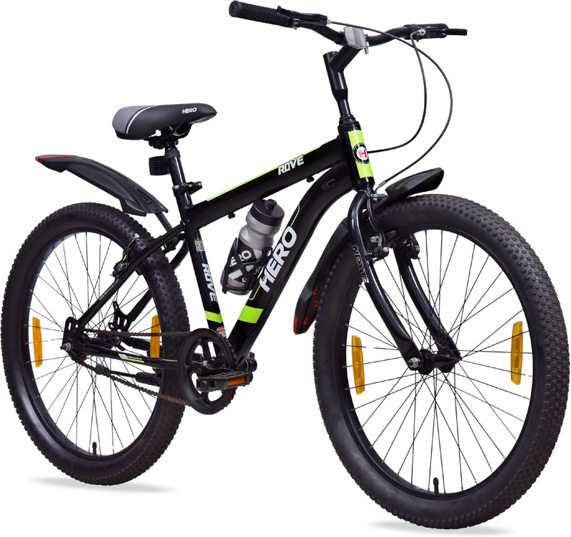 HERO ROVE 24 T (inch) Mountain Cycle(Single Speed, Black, Green, Rigid)