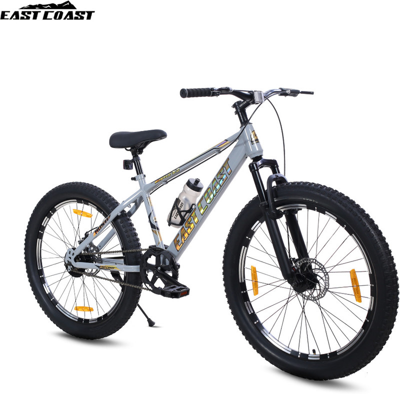 EAST COAST Hustle Gold 26T cycle II Double Disc II Fat Tyres II Double Wall Alloy Rims 26 T (inch) Mountain Cycle(Single Speed, Grey, Only Front Suspension)