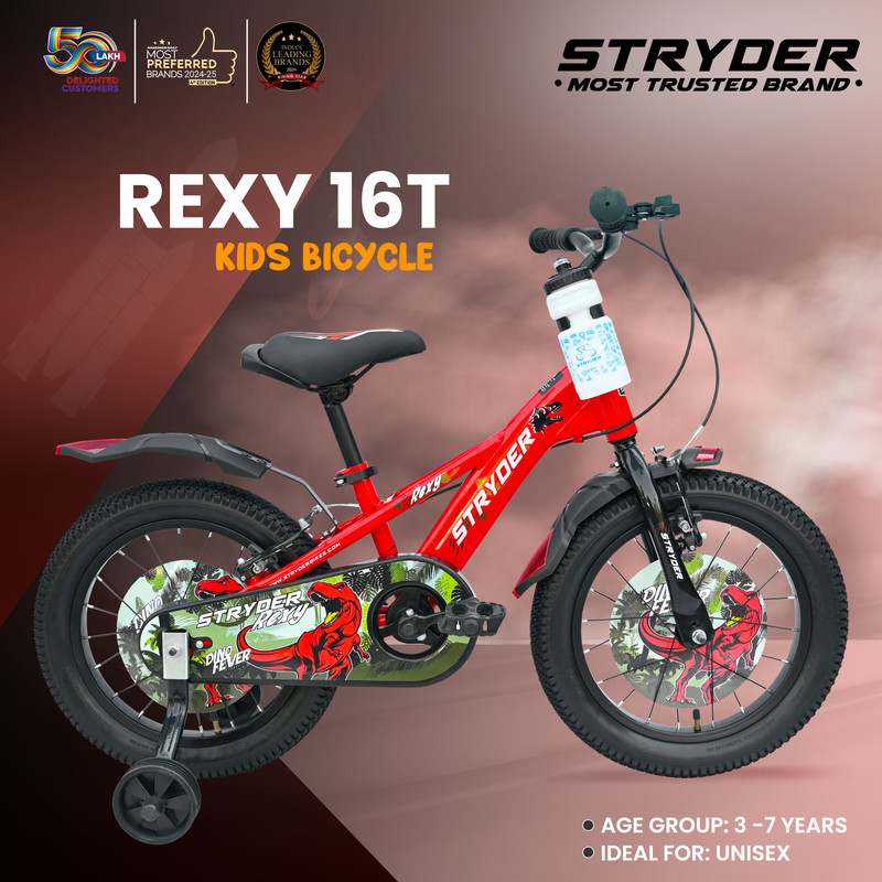 STRYDER Rexy Kids Cycle with Training Wheels | Safe & Fun Ride for Young Riders 20 T (inch) BMX Cycle(Single Speed, Black, Rigid)