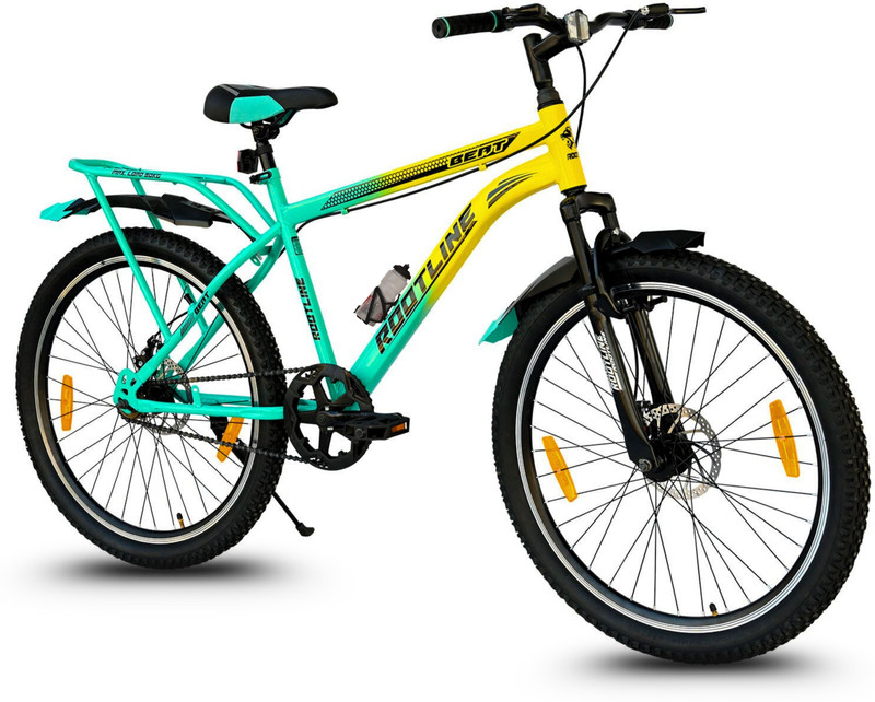 ROOTLINE BEAT 26T Mountain Single Speed Grey Orange Front Suspension 26 T (inch) Mountain Cycle(Single Speed, Multicolor, Only Front Suspension)